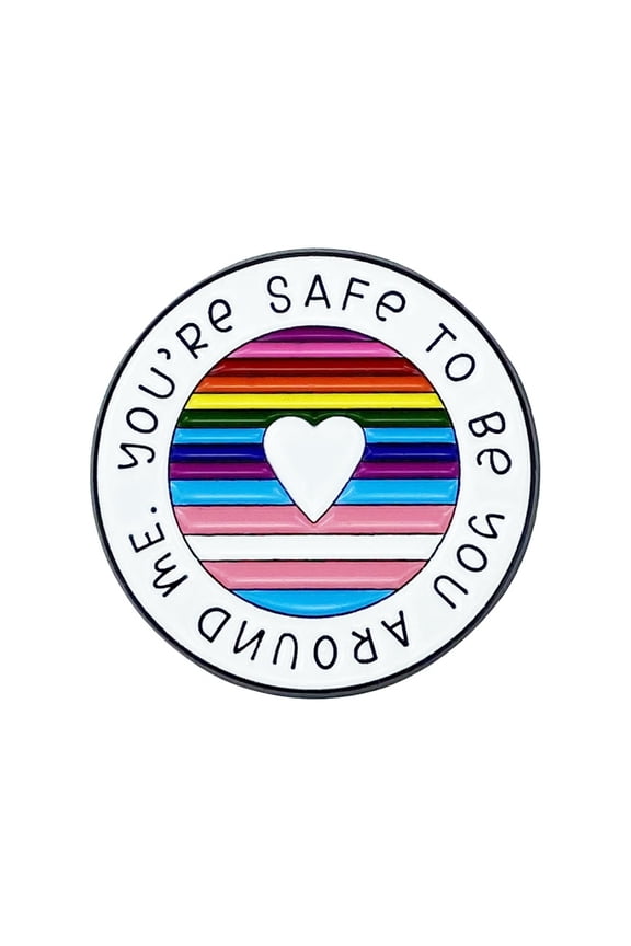 Round Rainbow Metal Brooch Inspirational Quote Lapel Pin LGBTQ Badge Accessories for Clothing Bags Backpacks Hats