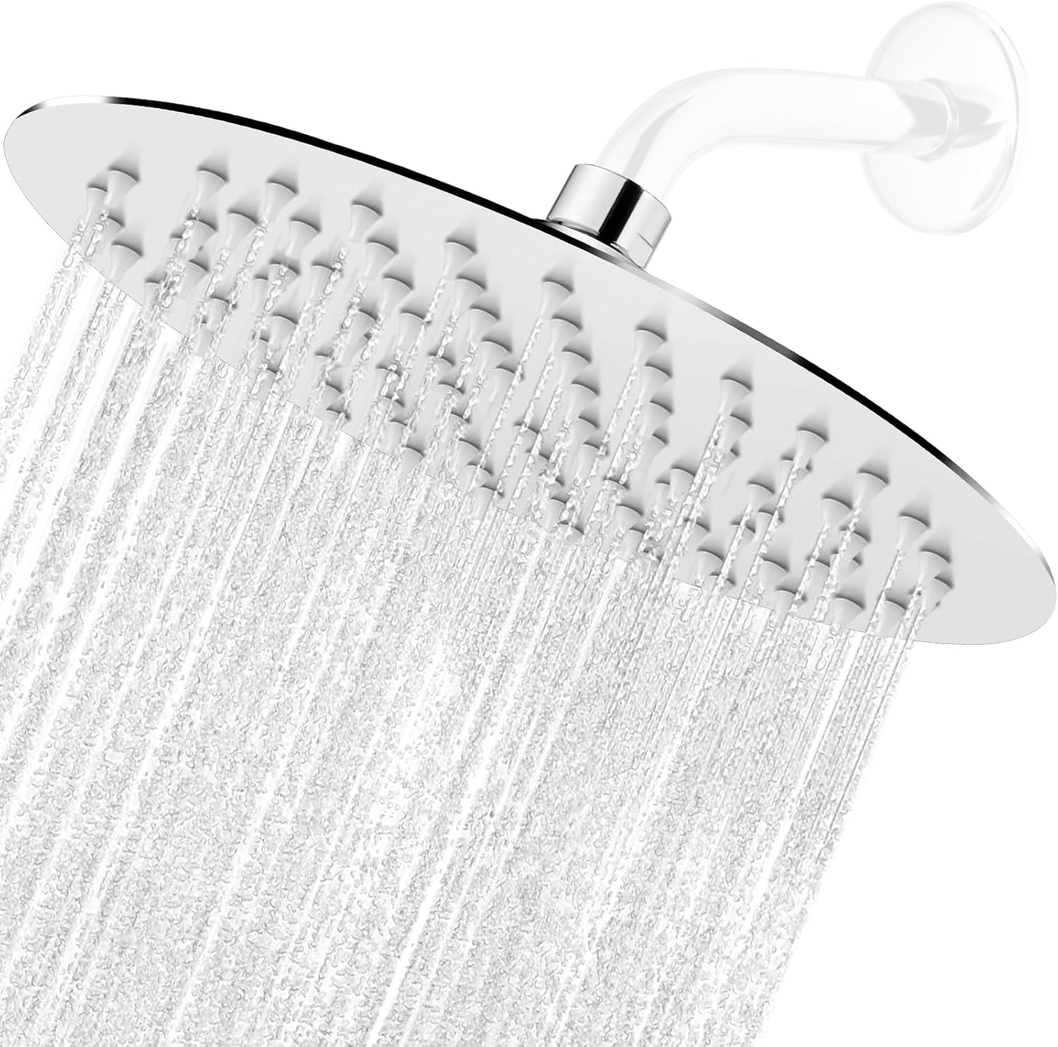 Round Rainfall Shower Head High Pressure Stainless Steel Waterfall Large Rain Shower Head Ultra Thin Design,Polish Chrome 8 Inch