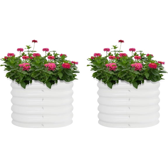 Round Raised Garden Bed 2 Pcs 23.6223.6217 in Aluminum-zinc Plated Steel Metal Garden Bed Kit, Gardening Planter Box for Vegetables, Fruits, Flowers