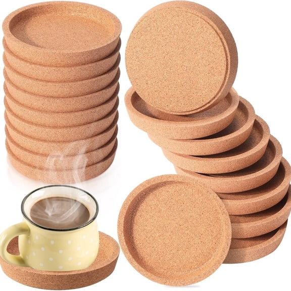 Round Raised Rim Coasters - Absorbent Heat Insulating Cup Pad Robust Shockproof Table Protector Stackable Space Saver Versatile, JASKFLY