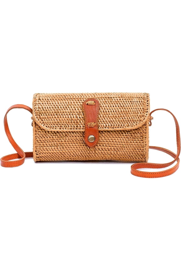 Round Rattan Bag for Women - Ata Wicker Woven Purse - Circle, Square, Oval Brown Straw Boho Bags | , Ata, Woven, Straw, Bags