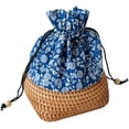 thumbnail image 1 of Round Rattan Basket with Lid:Farmhouse Decorative Box,Small Woven Basket Desktop Tray,Multifunctional Storage Wicker Basket for Bread,Cookies,Keys (G), 1 of 9