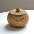 thumbnail image 1 of Round Rattan Box with Lid, Hand Woven Storage Box, Multifunctional Desktop Tray Storage Basket Decoration for Home, 1 of 5