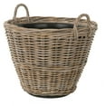 Round Rattan Planter Basket with Handles 11 Gallon Plastic Pot Liner