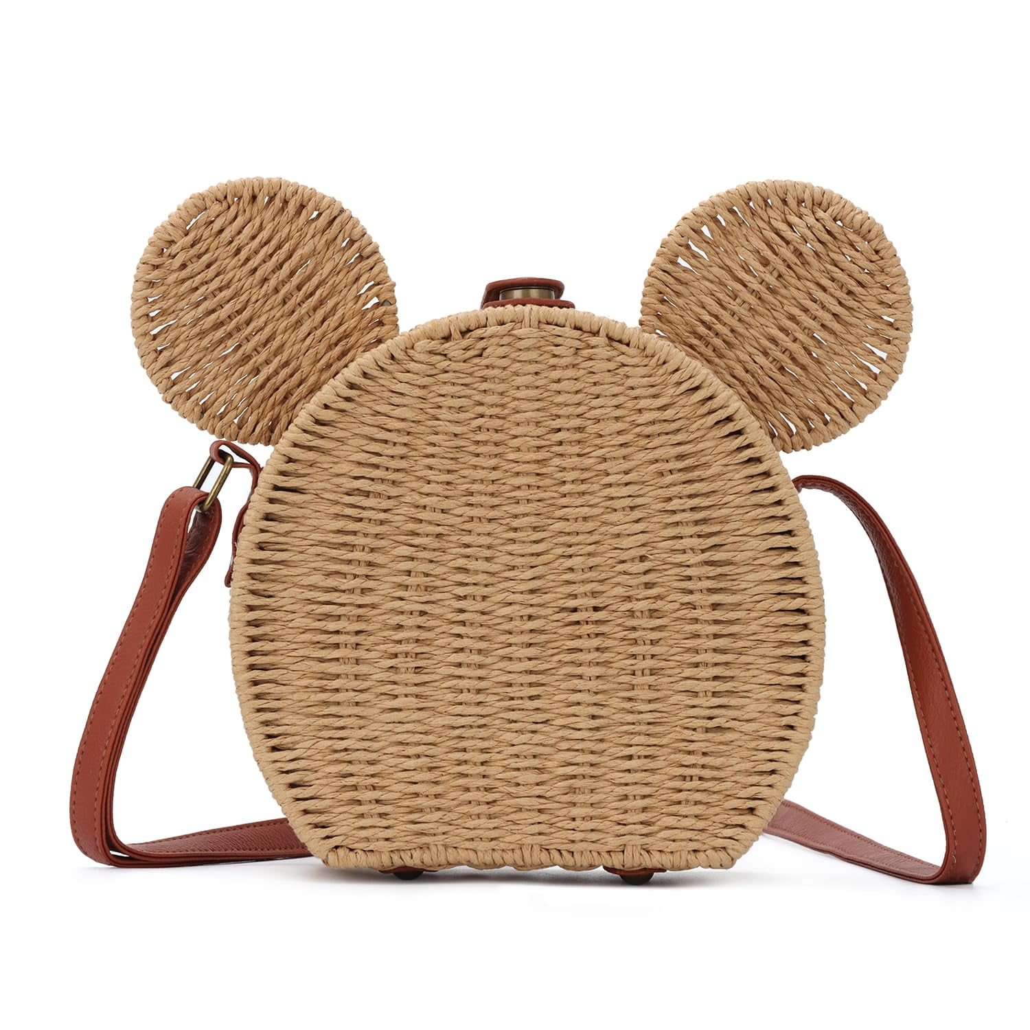 Round Rattan Purse for Women Wicker Crossbody Bag Cute Summer Beach Bag Woven Handbag for Vacation