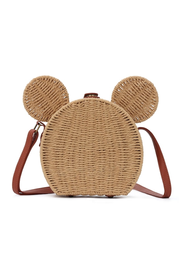Round Rattan Purse for Women Wicker Crossbody Bag Cute Summer Beach Bag Woven Handbag for Vacation