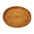 thumbnail image 1 of Round Rattan Serving Tray Woven Basket Home Decor Organizer for Breakfast Tea Snack Fruit Coffee Storage, Hand Woven Platter for Parties and Dining,8.6x1.2 Inch, 1 of 6