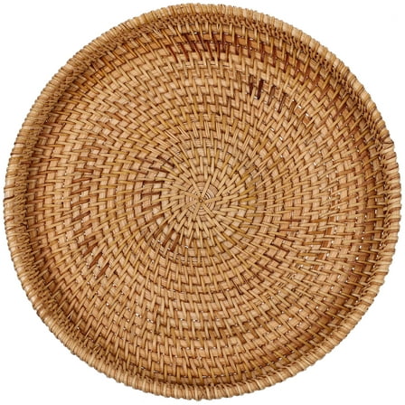 Round Rattan Serving Tray for Dinner Parties and Decor