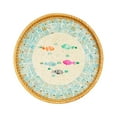 thumbnail image 1 of Round Rattan Serving Tray with Mother of Pearl Inlay Hand Woven ξ√ √ι β' `μ #л V7P5, 1 of 8