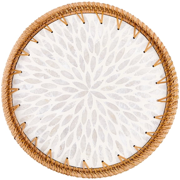 Round Rattan Tray Woven Serving Tray Wicker Platter DIY