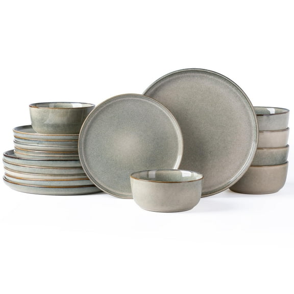 Round Reactive Glaze Stoneware Tableware Set Service for 6, 18 Piece