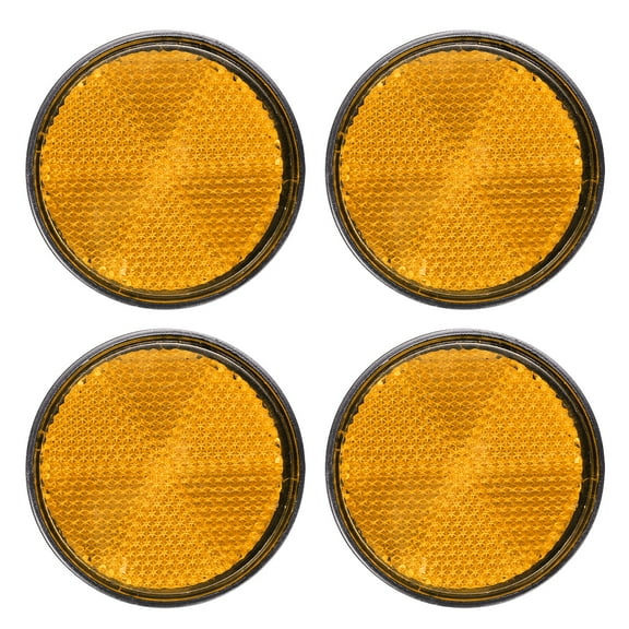 Round Rear Reflectors, 4 Pcs Safety Reflective Warning Reflector Plastic Universal Motorcycle Reflector with M6 Screw Mount for Car Motorcycle Trailer Bike Bicycles Dirt, Yellow