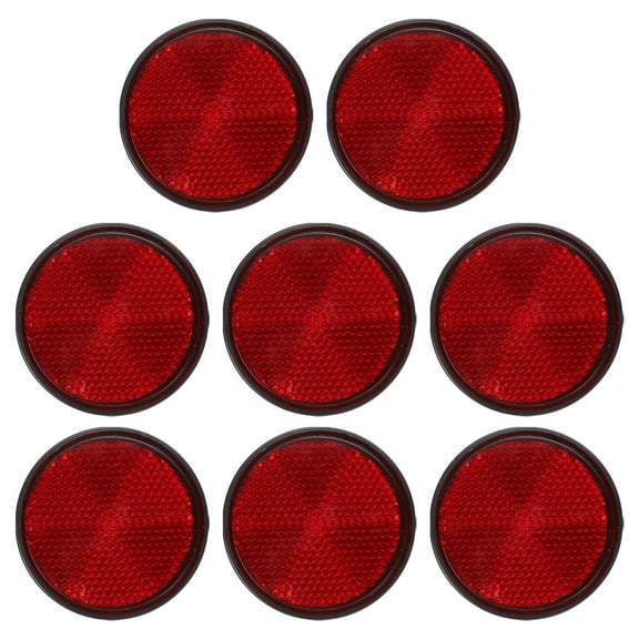 Round Rear Reflectors, 8 Pcs Safety Reflective Warning Reflector Plastic Universal Motorcycle Reflector with M6 Screw Mount for Car Motorcycle Trailer Bike Bicycles Dirt, Red