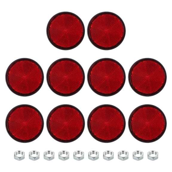 Round Rear Reflectors, Safety Reflective Warning Reflector for Motorcycles and Bicycles Red