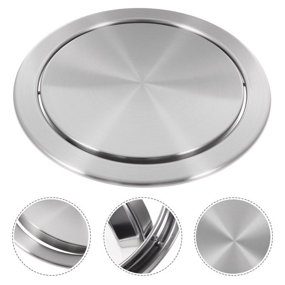 ETEREAUTY 2Pcs Stainless Steel Recessed Waste Chute Lid with Swing Flap for Countertop Trash Bin