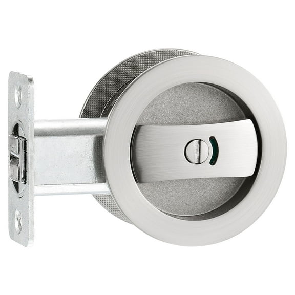 Round Recessed Door Lock with Color Coded Indicators 2 3/8" Backset for 1 3/8 to 2 3/16 Thickness Door, Silver