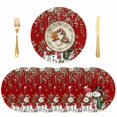 Round Red Christmas Snowman Placemats Set of 6, 15 Inch PP Woven Place ...