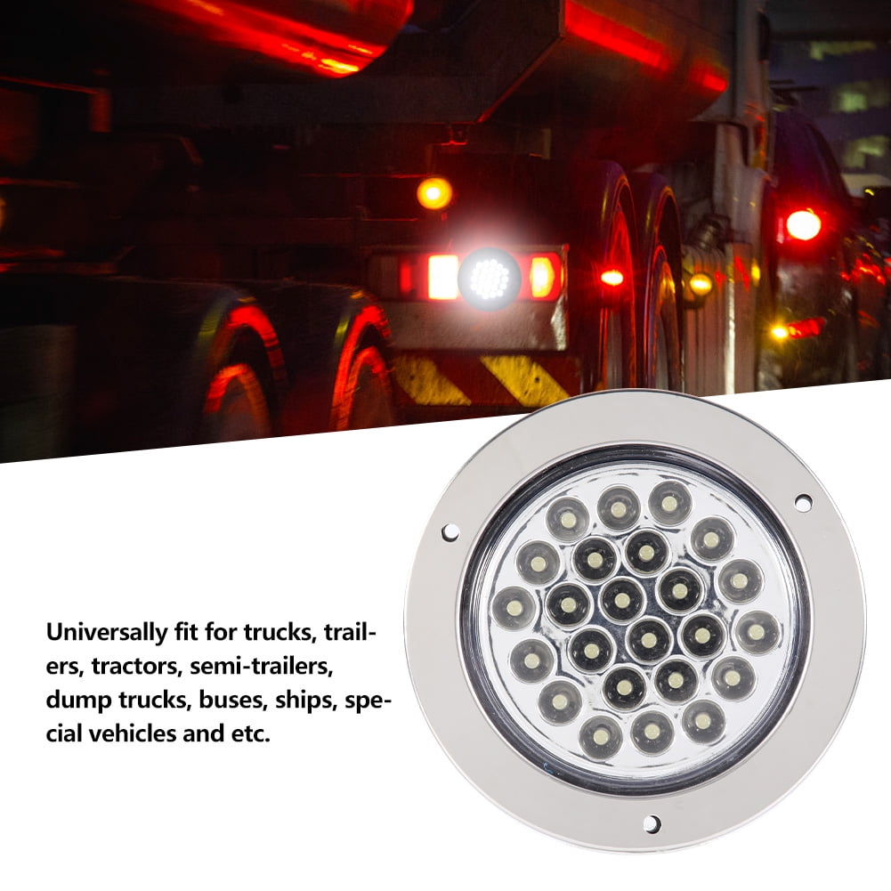 Round Red LED Trailer Tail Lights Waterproof Stop Brake Turn Tail