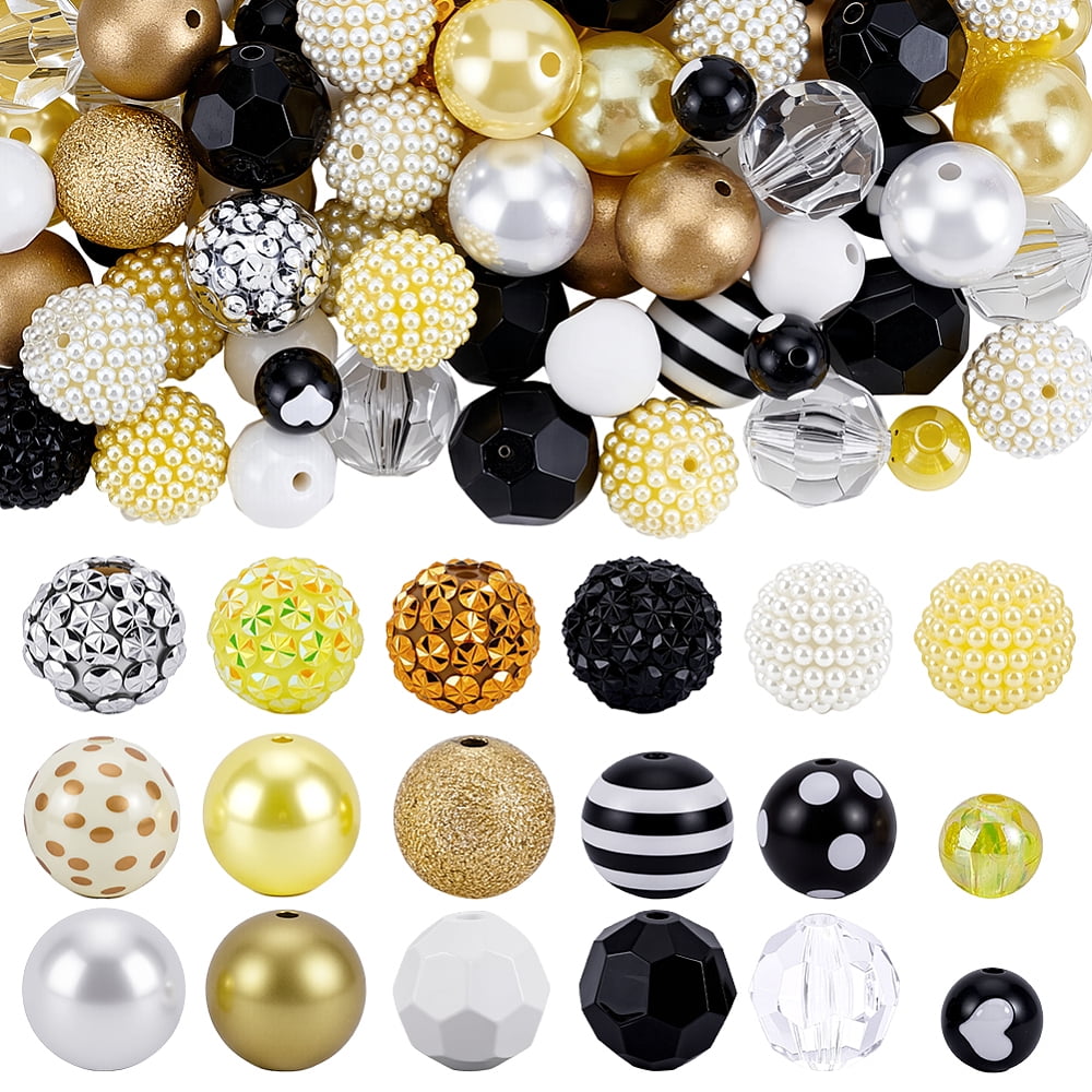Round Resin & Acrylic & Plastic Imitation Pearl Beads Findings Kits Mixed Color 20x18mm Hole: 3mm