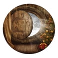 thumbnail image 1 of Round Resistance Microfiber Tablecloth, Decorative Table Cover , Wooden Door, 1 of 6