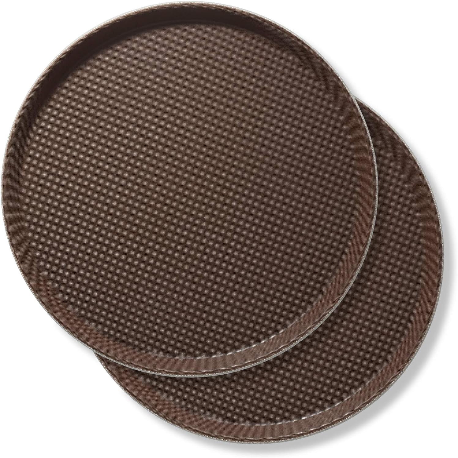 Jubilee 14" Round Brown Non-Skid Restaurant Serving Trays, Set of 2