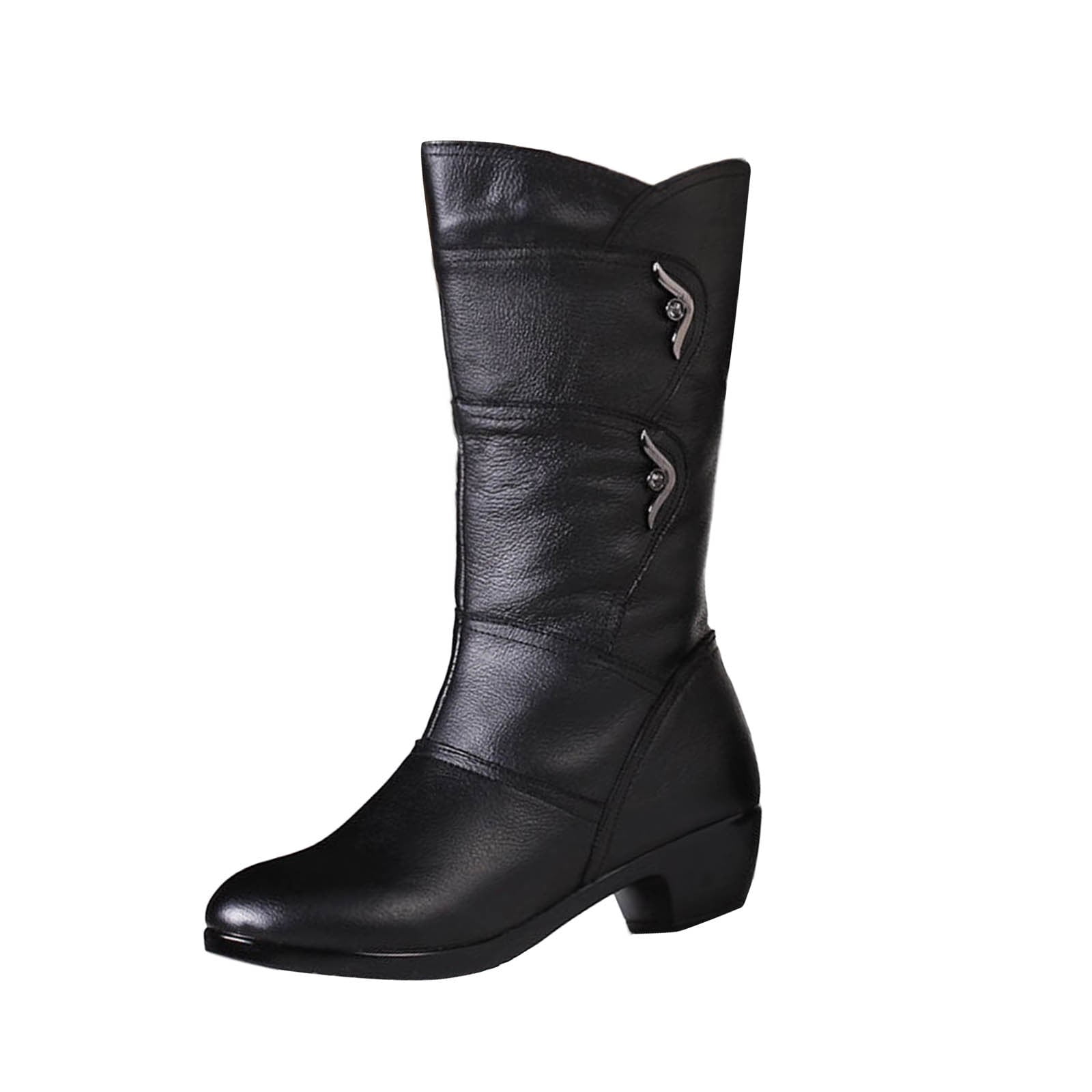 Round Retro Boots Toe Side Lowheel Short Zipper British Style Shoes Women s Women s Boots Womens Fold over Boots Flat Boots for Women Low Heel Women s Boots Booties Wide Width Leather Boot