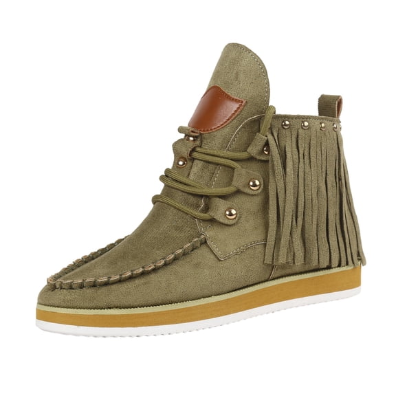 Round Retro Casual Toe Boots For Women Boots Leather Shoes Tassel women's boots