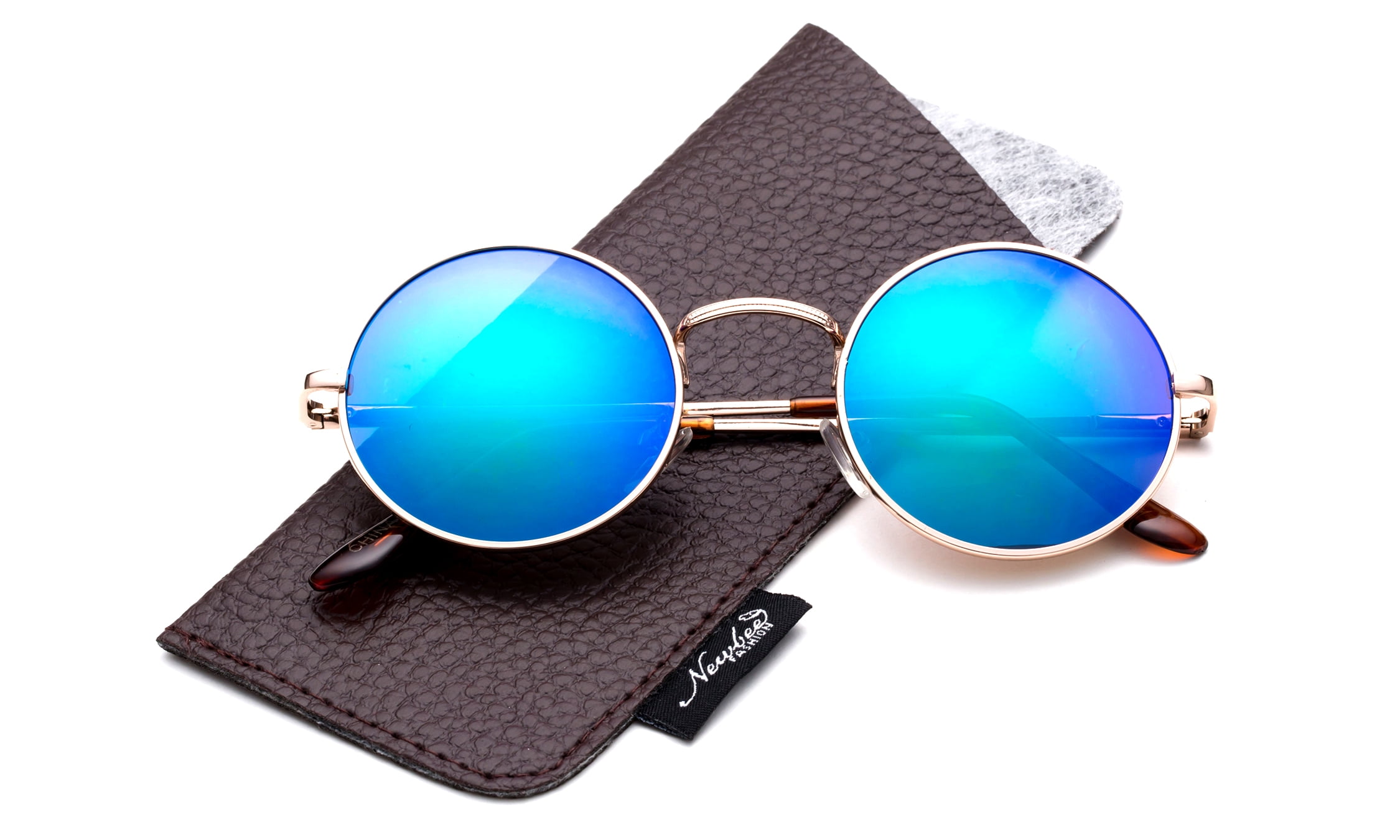 Round Retro New Bee John Lennon Sunglasses Lens Vintage Round Clear Blue Flash Walmart