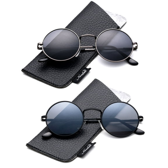 Round Retro John Lennon Sunglasses & Clear Lens Glasses Vintage Round Sunglasses