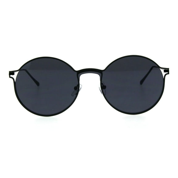 Round Retro Vintage Classic Trendy Hippie Sunglasses All Black