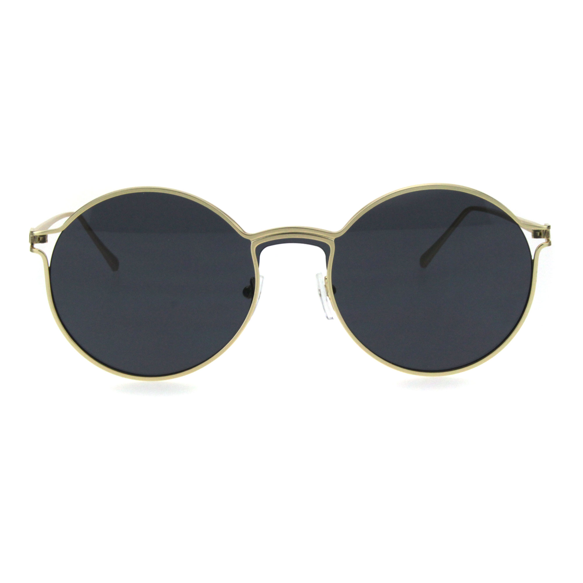 Round Retro Vintage Classic Trendy Hippie Sunglasses Gold Black - image 1 of 4