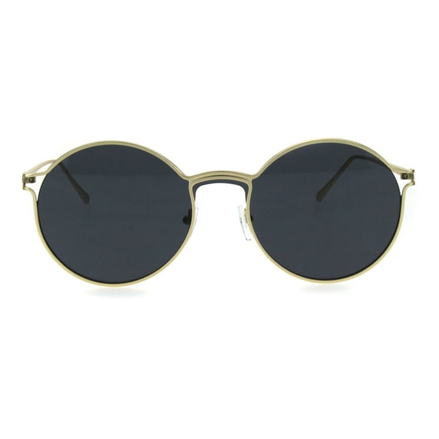Round Retro Vintage Classic Trendy Hippie Sunglasses Gold Black
