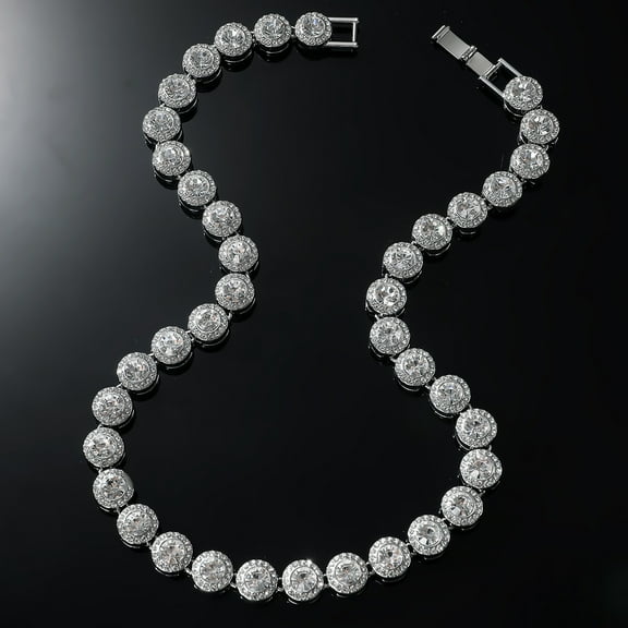 Round Rhinestone Necklace Men's Fashion Stitching