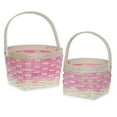 thumbnail image 1 of Round Rim Square Bottom Woodchip Handle Basket - Set of Two, 1 of 4