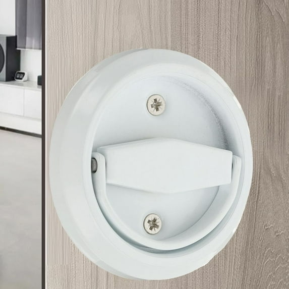 Round Ring Invisible Stainless Steel Hidden Door Handle Lock Wardrobe Pulls Furniture Knob Cabinet Drawer WHITE HANDLE
