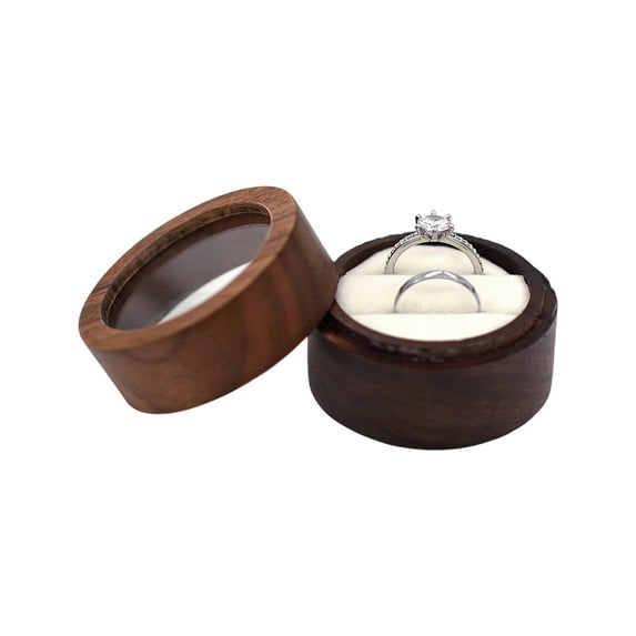 Round Rings Box Wedding Jewelry Storage Chest for Proposal Anniversary Organiser