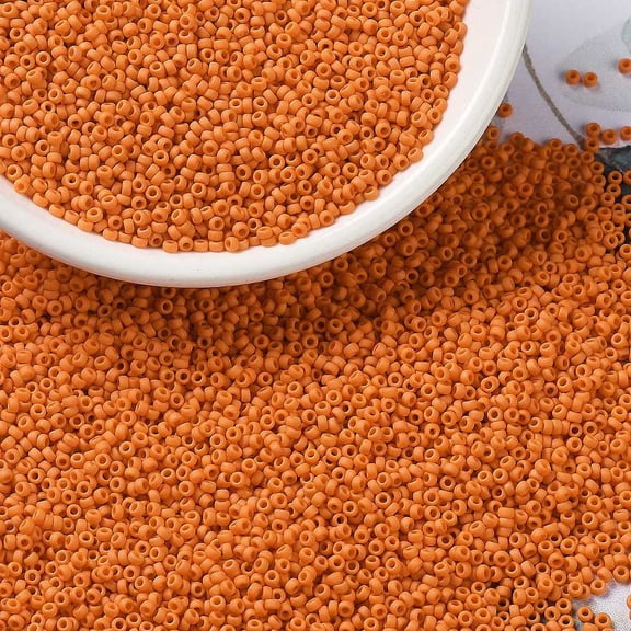 Round Rocailles Beads Japanese Seed Beads 15/0 (RR2313) Matte Opaque Orange 1.5mm Hole: 0.7mm 5555pcs/10g