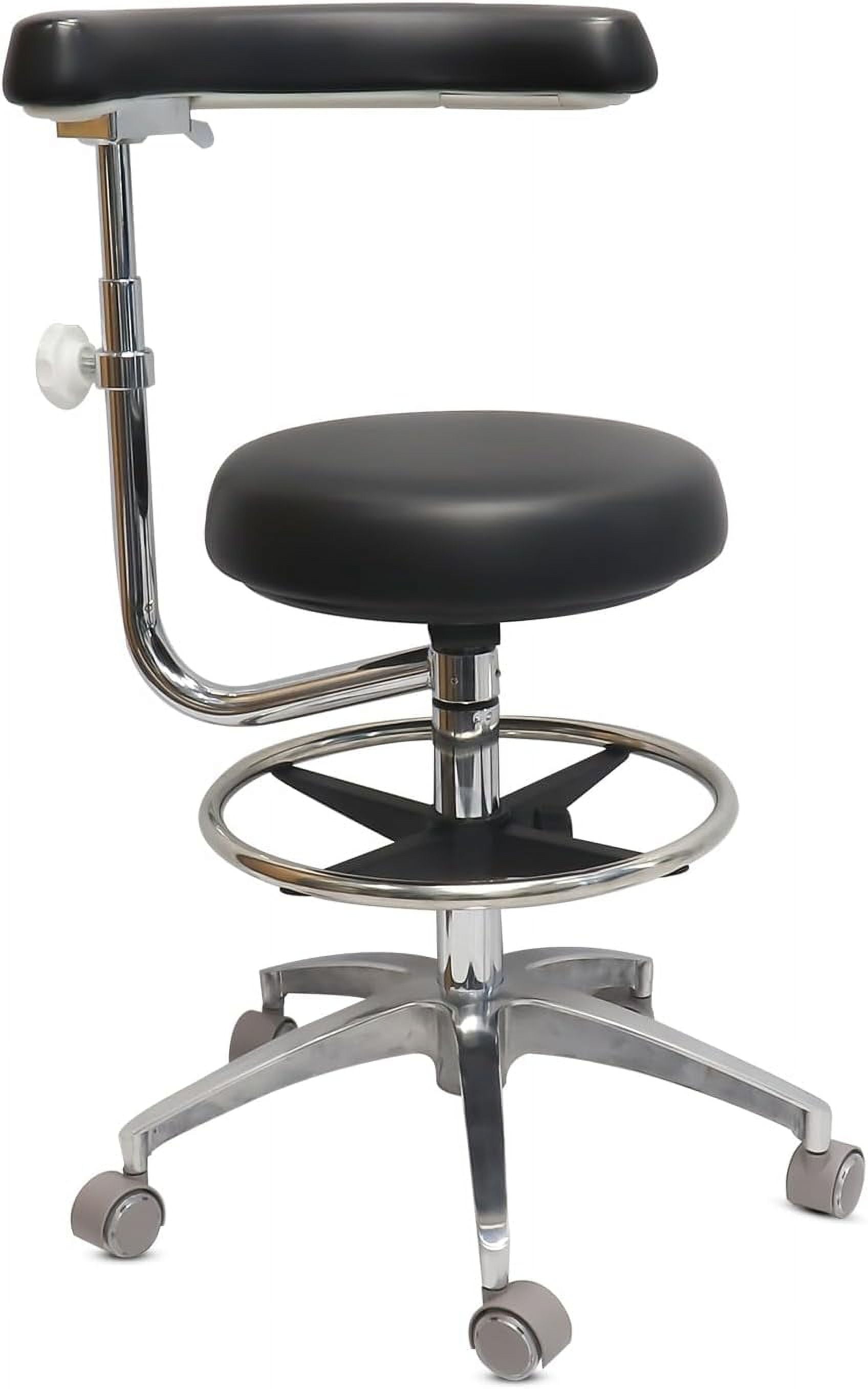 Round Rolling Stool with 380MM Seat and Footrest, Salon Chair with