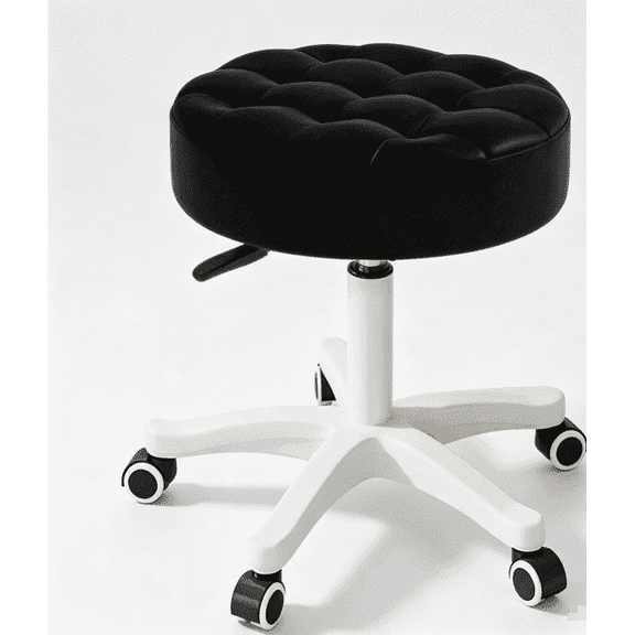 Round Rolling Stool with Wheels, Height Adjustable Swivel Stool for Salon, Office and Home