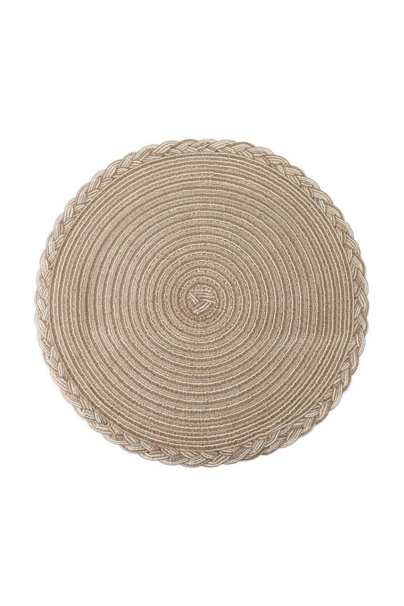 Round Rop Cotton Braided Table Place Mats Braided Coaster Round Braided Placemas Non-Slip Table Mats Set of 4 for Dining Kitchen Table Washable 15 inch
