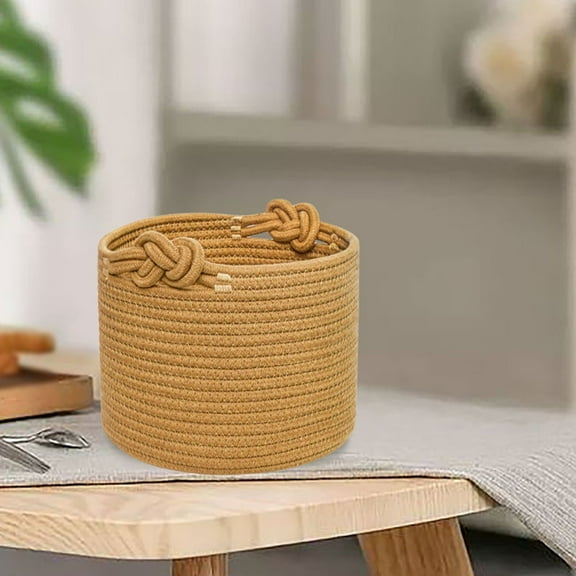 Round Rope Storage Organizer for Home Bedroom and Living Room - Lightweight Durable Rope Container with Handles for Decorative & Practical Storage