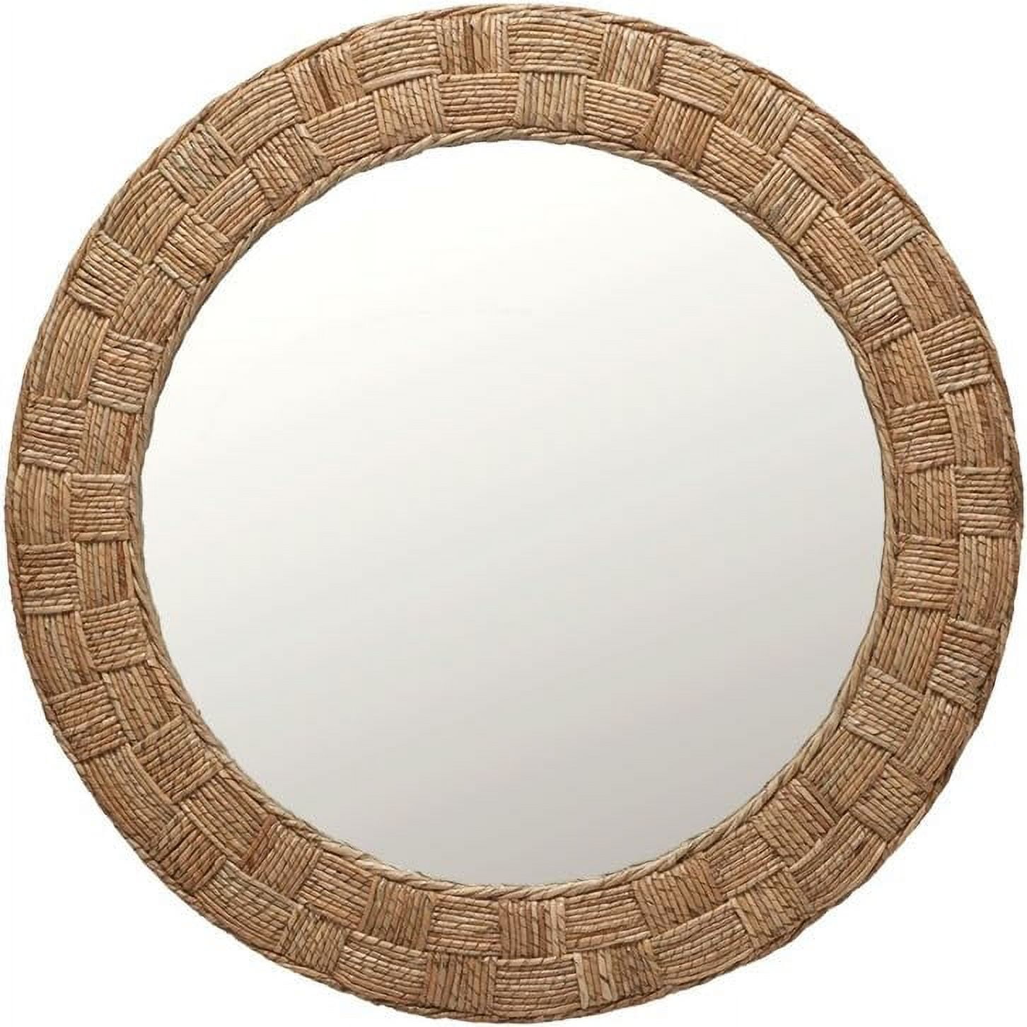 30" Round Natural Buri Rope Wall Mirror