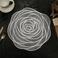 thumbnail image 1 of Round Rose Placemat, European Style PVC Non-Slip Heat-Insulating Vinyl Placemat, Luxury Hollow-Out Design, Washable for Hotel Western Dinner Home Table Decor, 14.9in/38cm, Silver, 1 of 6