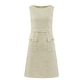 thumbnail image 1 of DARING DIVA Sleeveless Tweed Boat Neck Sheath Dress 2XL Beige, 1 of 6