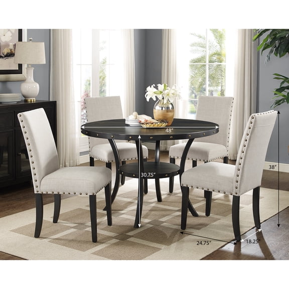 Round Rubberwood Dining Set | Used for Cozy Dinners at Home | Metal Framework with Wood Table Top | Four or Six People Seating Capacity