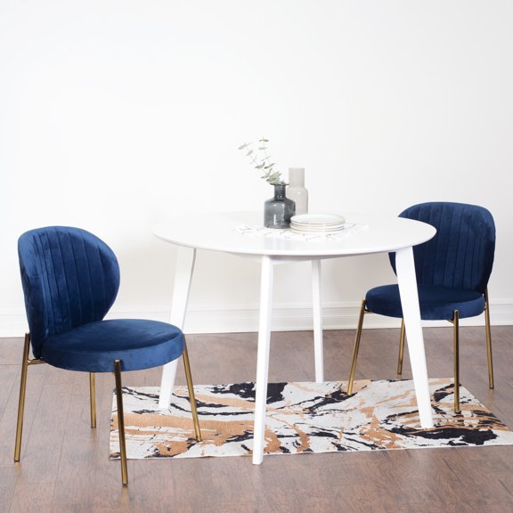 Round Rubberwood Table and Velvet Seats - Easy Movement in Dining - Family Gathering - Comfort and Durability