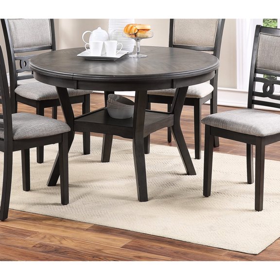 Round Rubberwood Table with Open Shelve | Perfect for Family Dinners | Offers Unique Knot Back Design