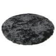 thumbnail image 1 of Round Rug, 1 Pc Circle Area Rugs, Fluffy Fuzzy Bedroom Carpet, Plush Shag Indoor Floor Gray Living Room Christmas Circular Aesthetic Decor for Classroom, 15.75 Inch, Black, 1 of 5