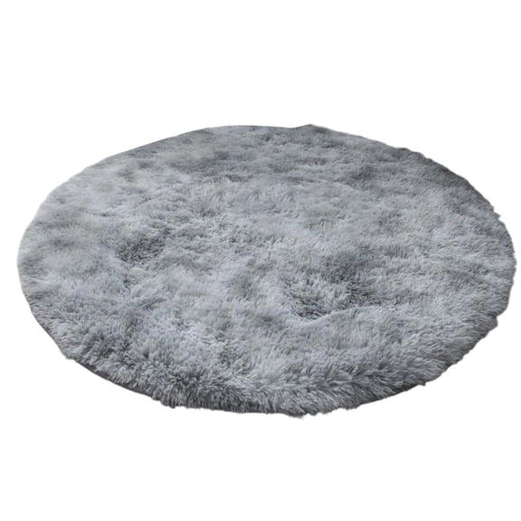 Round Rug, 1 Pc Circle Area Rugs, Fluffy Fuzzy Bedroom Carpet, Plush Shag Indoor Floor Gray Living Room Christmas Circular Aesthetic Decor for Classroom, 23.62 Inch, Gray