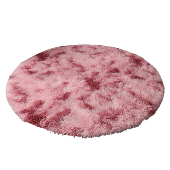 Round Rug, 1 Pc Circle Area Rugs, Fluffy Fuzzy Bedroom Carpet, Plush Shag Indoor Floor Gray Living Room Christmas Circular Aesthetic Decor for Classroom, 23.62 Inch, Red